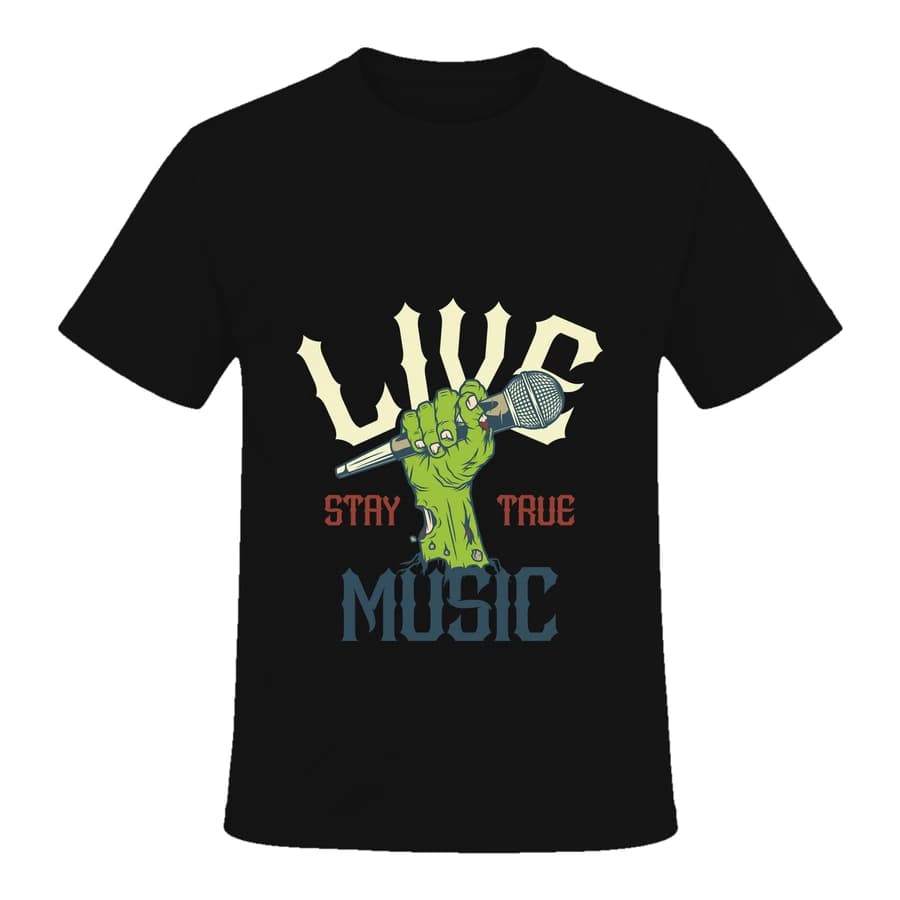 T-shirt — Musique · Amplifier la vie — الأمام — أسود