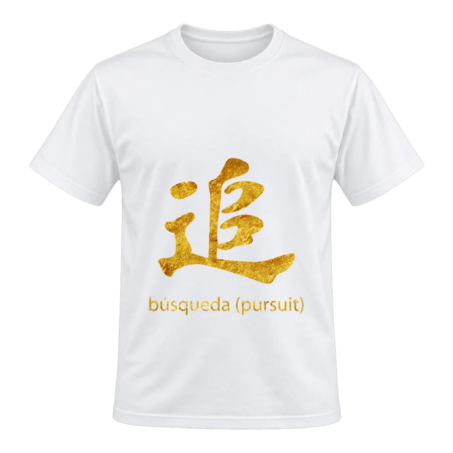 T-shirt — Kanji doré · Pluie — Devant — Blanc